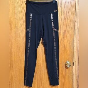 VICTORIAS SECRET PINK ULTIMATE Womens‎ black Metallic Leggings sz medium